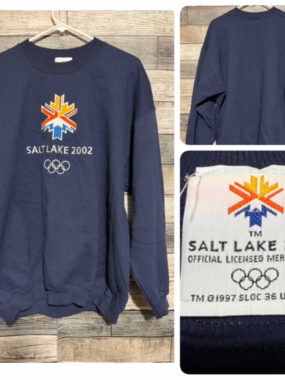Vtg Salt Lake 2002 Olympics Sweatshirt Size XL Blue Fleece Pullover Embroidered